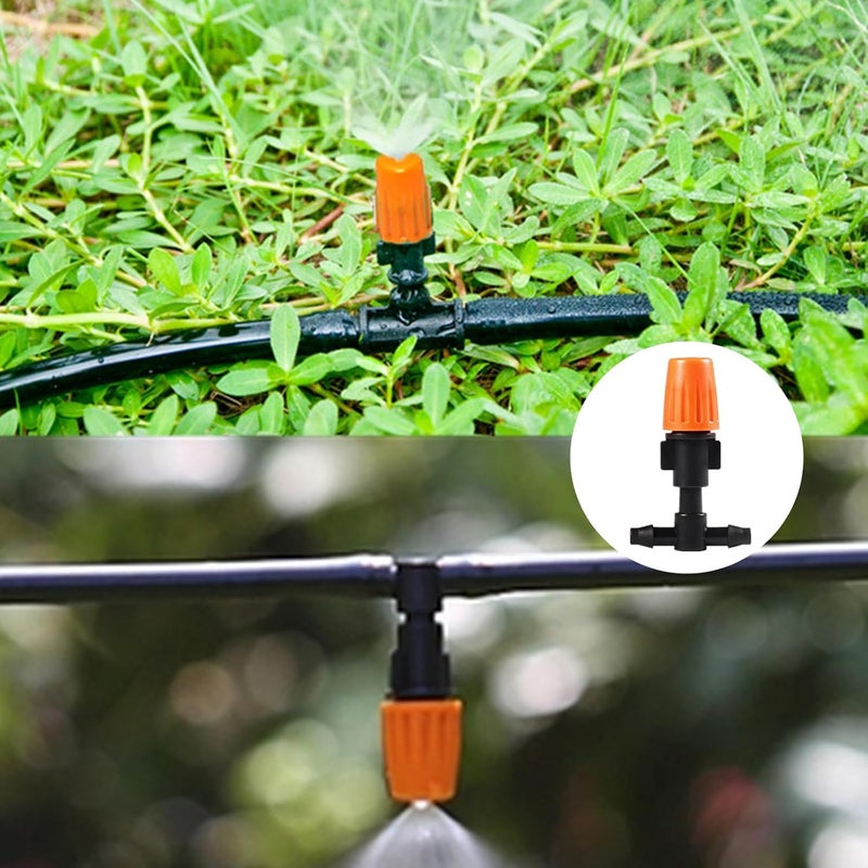 PRUNkuar Three-Way Atomizing Nozzle 1/4 Inch, 50 Pcs Adjustable Micro Spray Emitters, Drip Irrigation Parts Accessories for Patio Lawn Greenhouse Vegetable Irrigation Supplies - Image 5